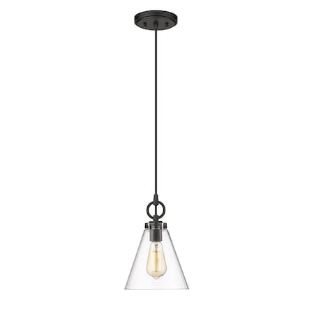 Z-Lite Harper 1 Light Pendant, Matte Black & Clear 3034P8-MB